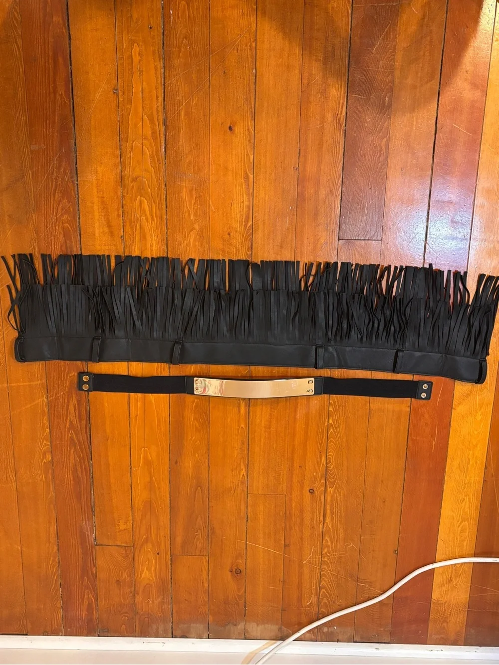Black Fringe Hip Belt Gold Metal Goth Western Cowgirl Costume